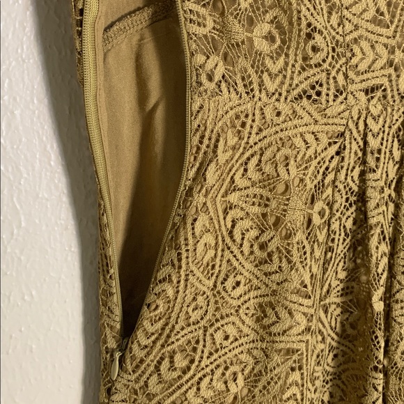 Free People Women’s Uptown Mini Dress Lace V-Neck Long Sleeve Olive‎ Boho Size 0 - Picture 6 of 10